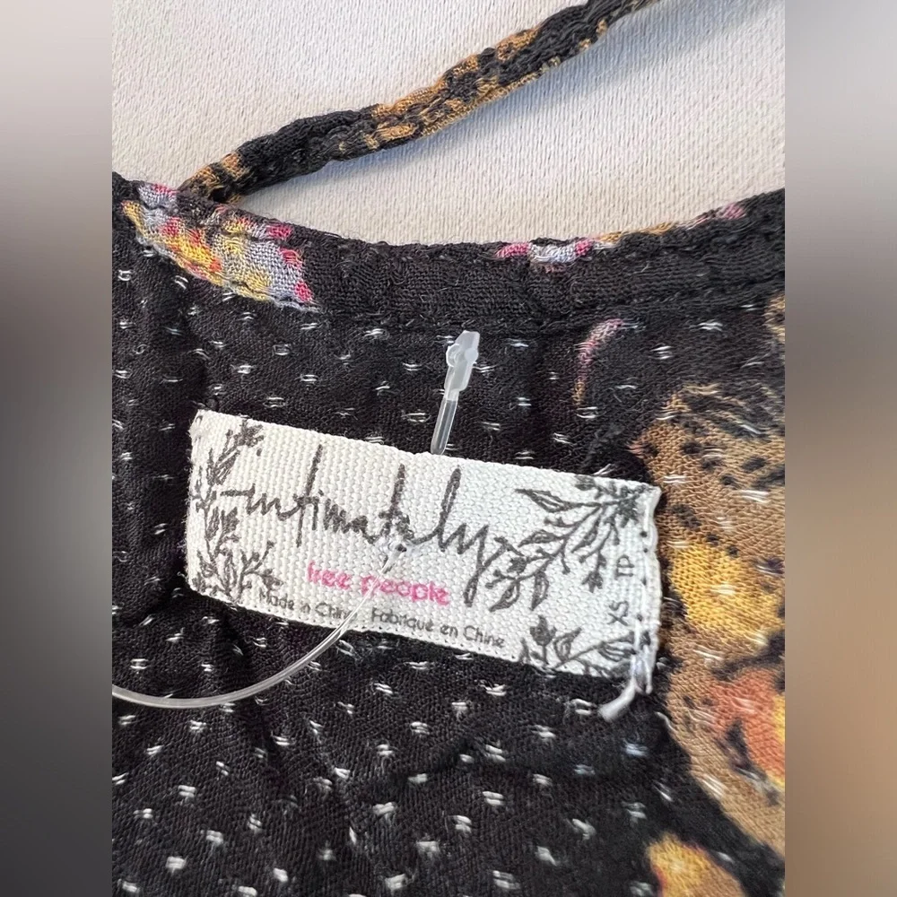 Free People Women‎ Dobby Dot Flouncy Hem Slip Dress Black Combo  Sz XS